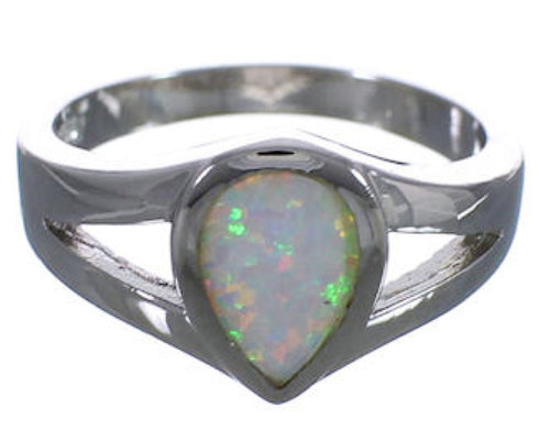 Genuine Sterling Silver And Opal Ring Size 7-3/4 WX38604